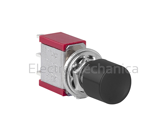 MINI PUSHBUTTON BLACK 1P ON-ON