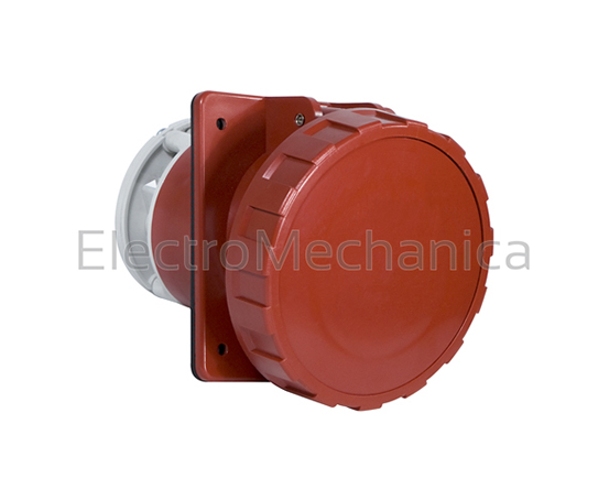 418.3266 32A 3P+E IP67 FLUSH ANGLED SOCKET EM - INDUSTRIAL SOCKET OUTLETS. OPTIMA SERIES. SOCKET OUTLETS (PANEL MOUNT FEMALE SOCKET) ANGLED PANEL MOUNT SOCKETS (18°) .SERIES OPTIMA .AMPERAGE 32A .INSULATED VOLTAGE 690 VAC .OPERATING TEMPERATURE -25 - +40°C (MAX OPERATING TEMPERATURE +60°C) .GLOW WIRE TEST 650/850°C .MATERIAL ENGINEERING PLASTIC (HALOGEN FREE) .NUMBER OF POLES 3P+E .IMPACT RESISTANCE IK08 (1.7KG WITH A STRIKING ENERGY OF 2J) .PIN CONFIGURATION 4PIN .INDEX PROTECTION IP IP67 .DESCRIPTION ANGLED SOCKET .FLANGE SIZE 84 X 106 . 63A 3P+N+E IP67 FLUSH ANG SOCKET