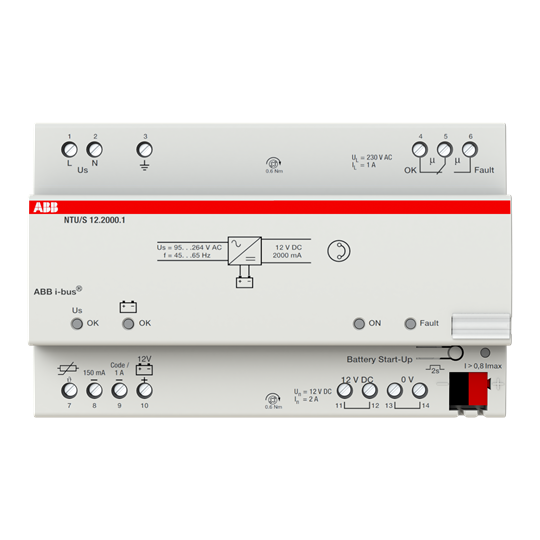 2CDG110070R0011 - NTU/S12.2000.1 Uninterruptible Power Supply, 12 V DC, 2 A, MDRC | ABB