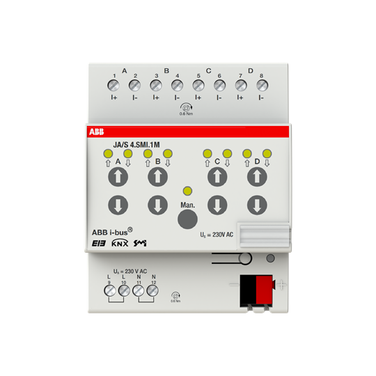 2CDG110028R0011 - JA/S4.SMI.1M SMI Shutter Actuator, 4-fold, Manual Operation, MDRC | ABB