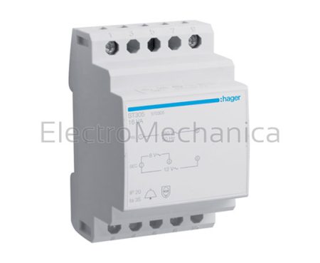 Hager - 230V/8V-12V 16VA Beltransformator ST305 Hager - 230V/8V-12V 16VA Beltransformator ST305
